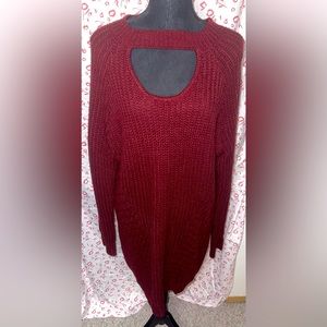Plus size No Boundaries Maroon Keyhole Sweater Dress